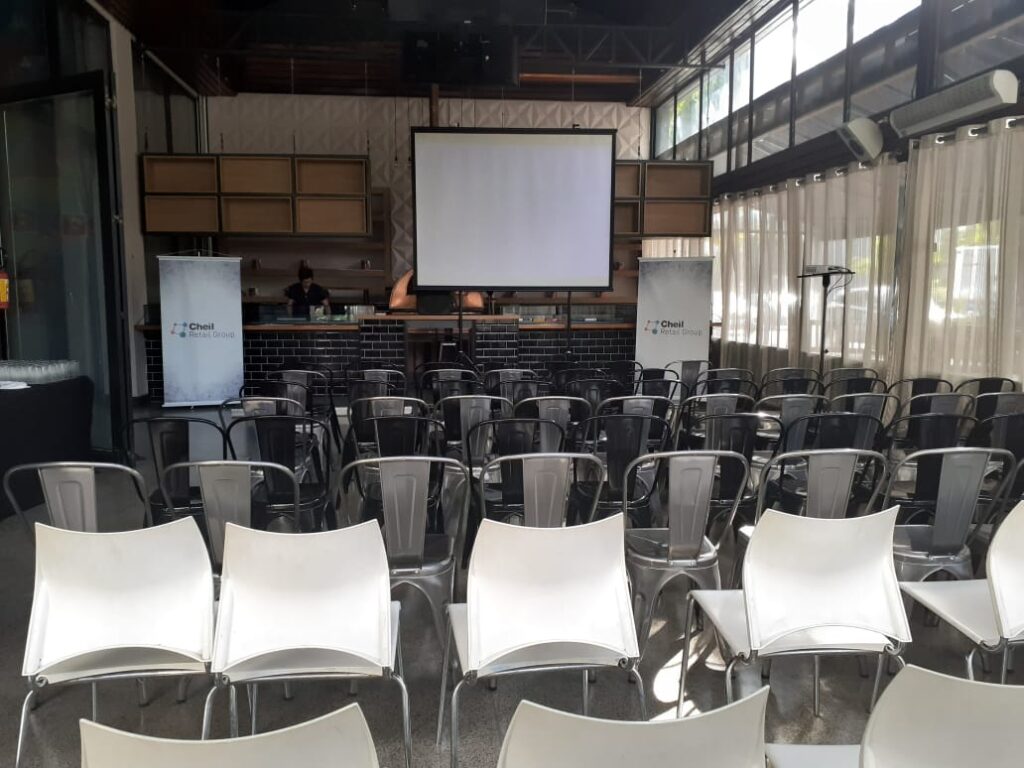 Auditório montado na RM Eventos, espaço de eventos com AVCB na Vila Olímpia
